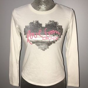 Girl’s DKNY Logo Graphic Heart Long Sleeve